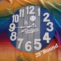 BLEED BLUE  OVERSIZE WOOD  CLOCK  (C DESCRIPTION) 💰firm