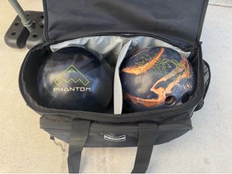 Bowling balls and bag