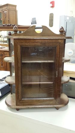 20" wood with glass shelves & side panel table top/wall mount curio cabinet