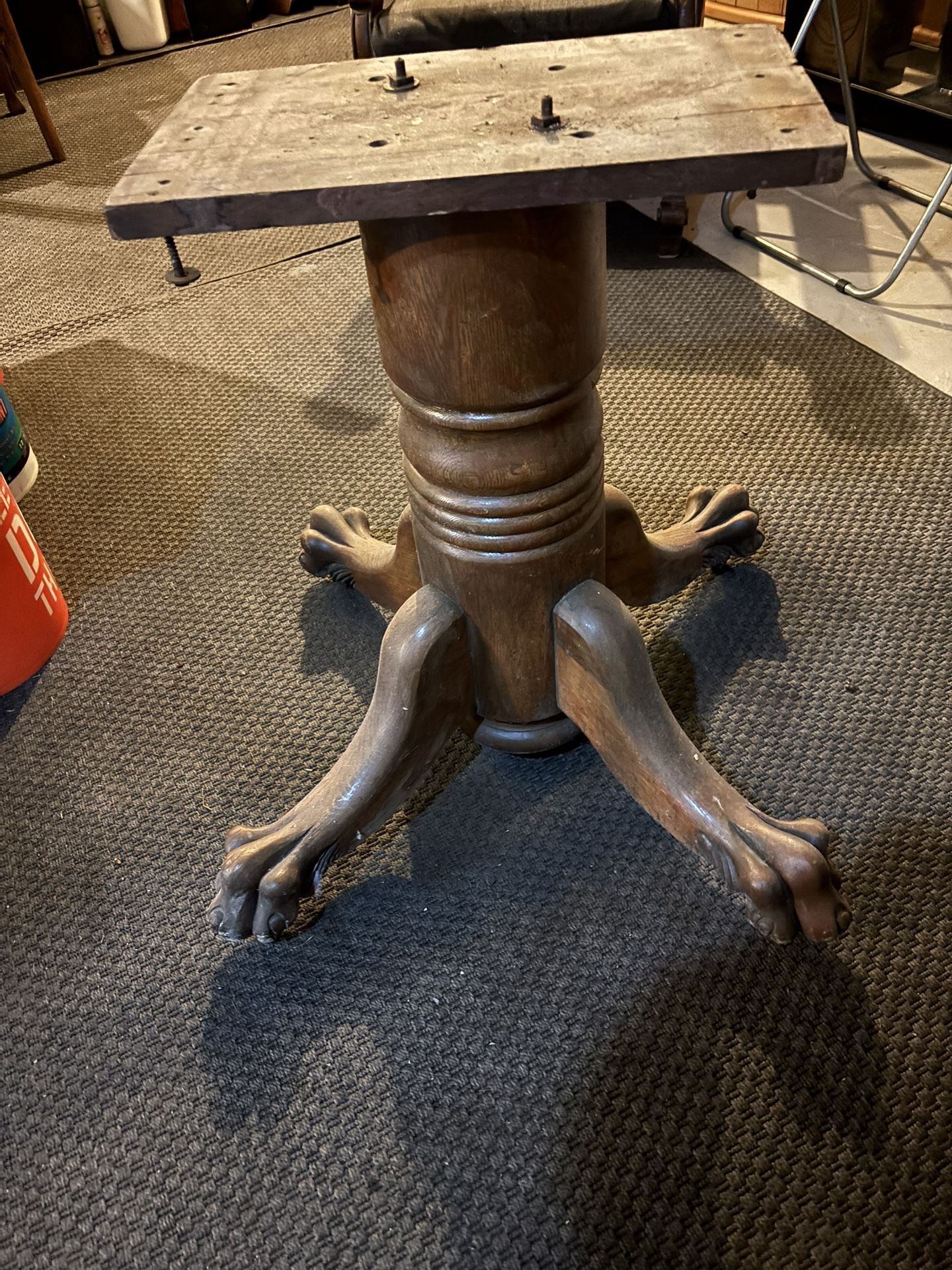 Antique oak Claw Foot pedestal/base