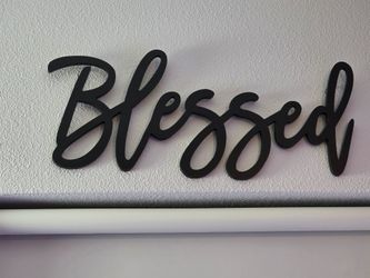 Blessed & Enjoy Black Script Wall Signs