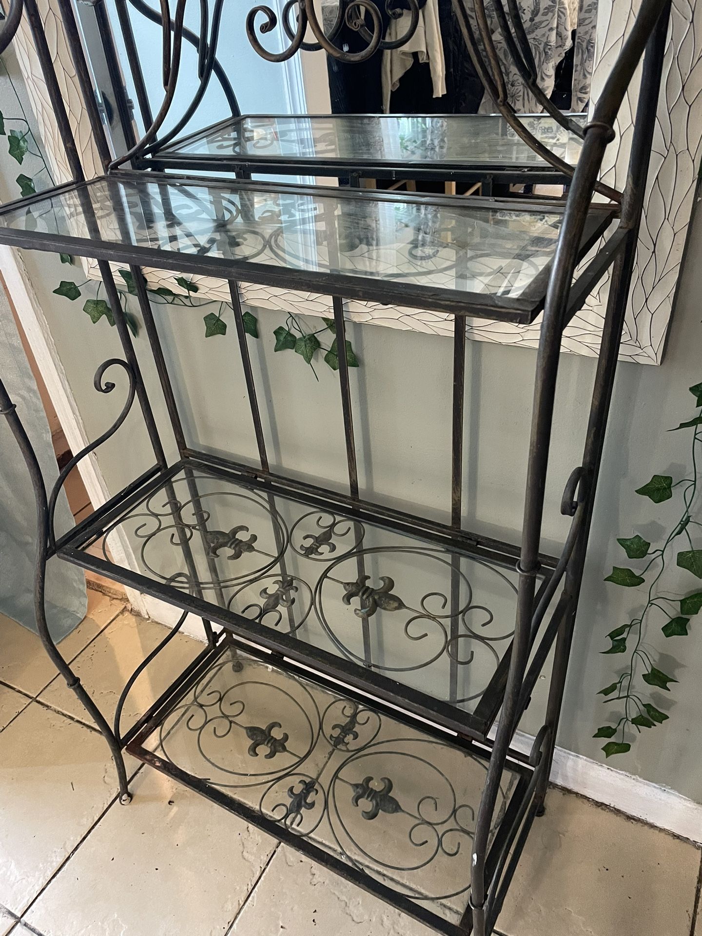 Cast iron indoor outside glass shelves
