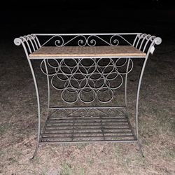 Antique Pier 1 Imports Miranda Metal/Wicker Wine Rack 