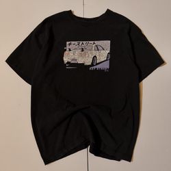 Black Key Street Japanese sport car  t-shirt size L