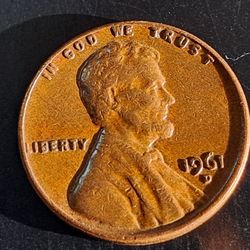 1961 D  BRN LINCOLN PENNY  ERRORS