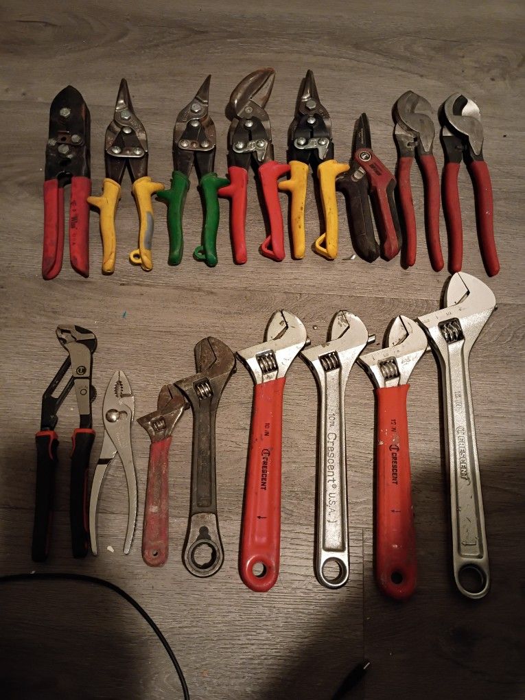 Crescent Adjustable Wrench & Pliers AND Wiss Snips Shears Cutters