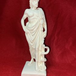 Vintage 9 Inch Alabaster Greek Asclepius Figurine Imported From Greece (2 available) 