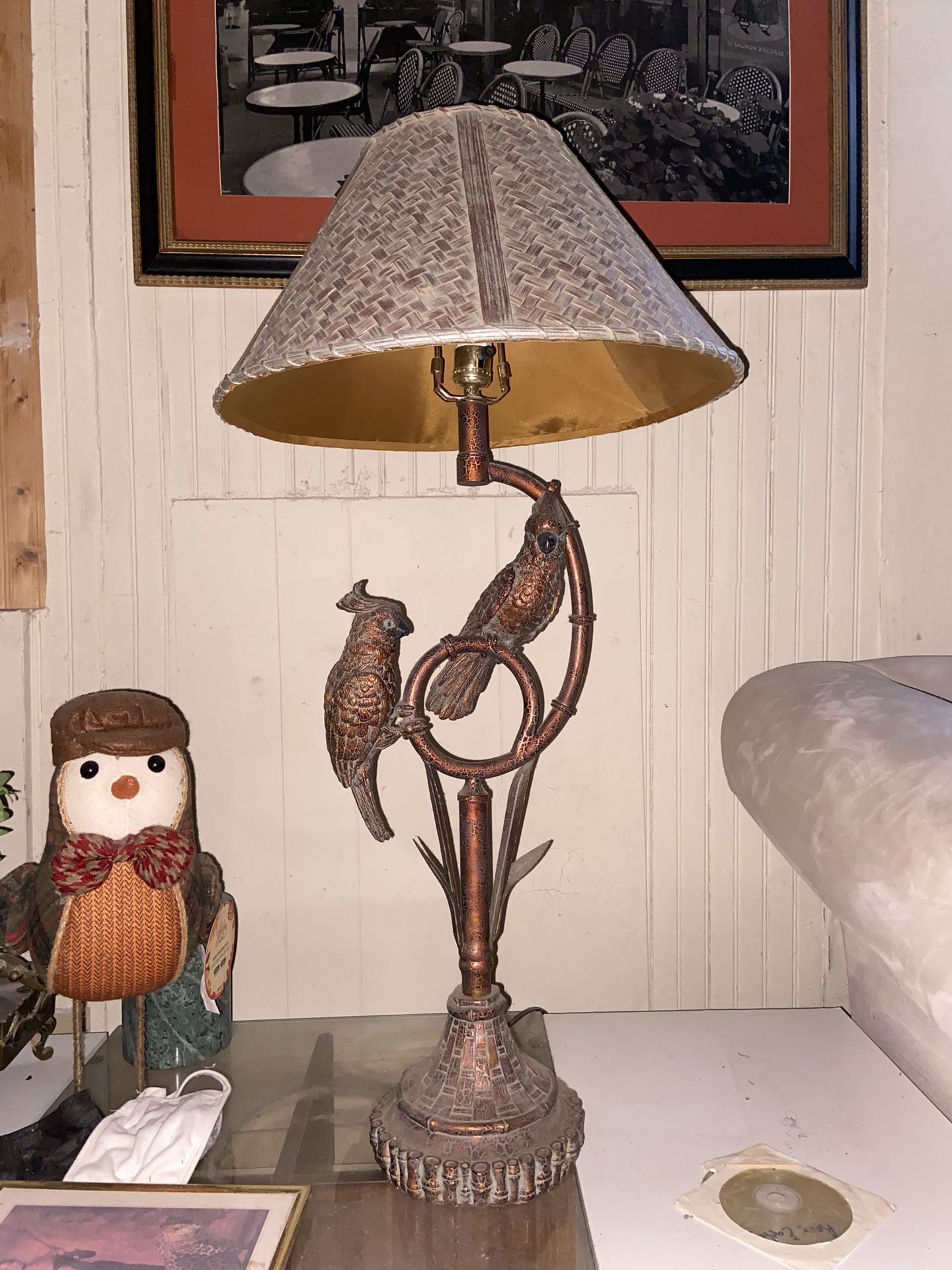 Vintage Late 20th Century Cockatoo Parrot Table Lamps - A Pair