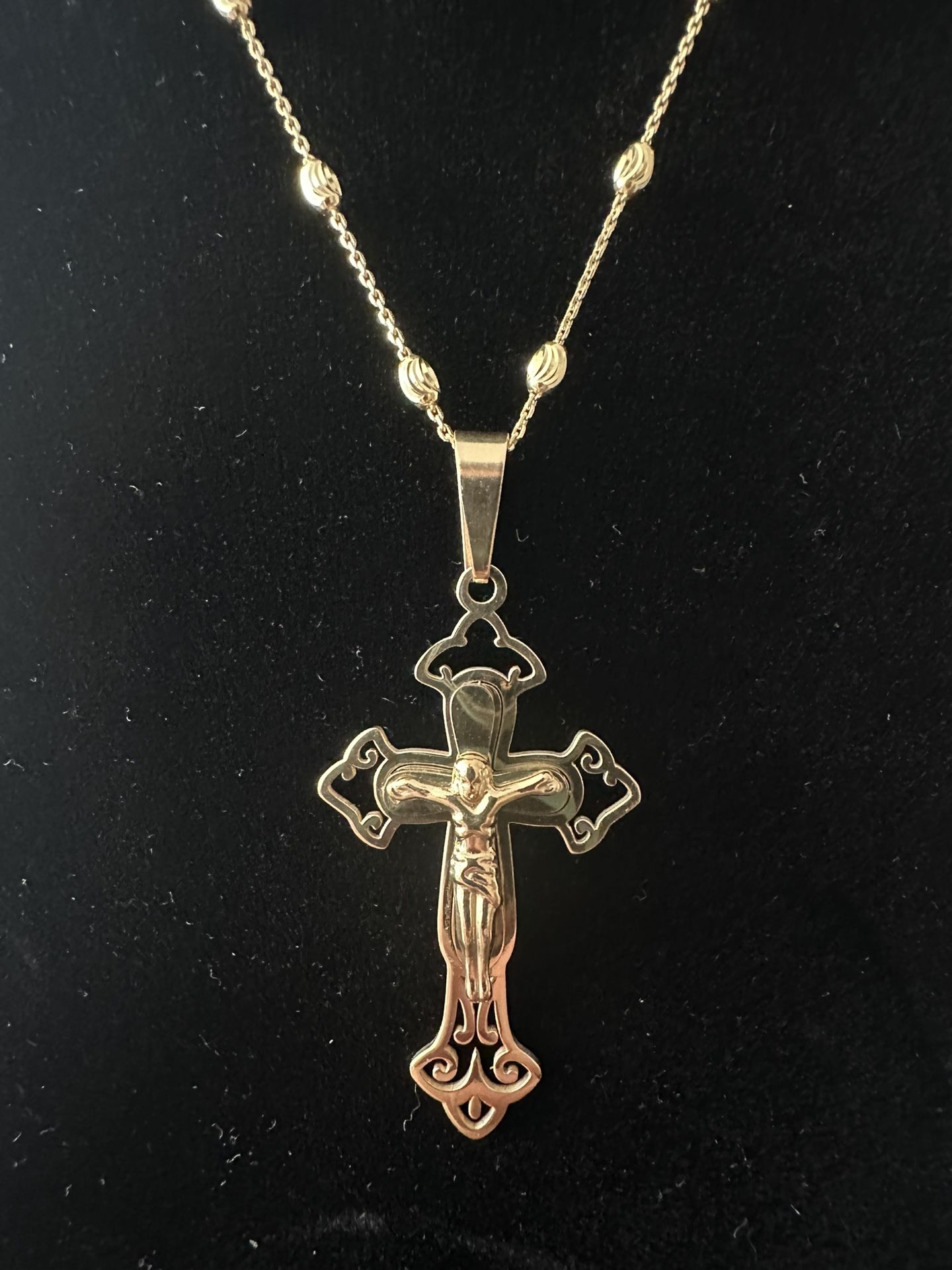 14K Gold Over 925 Cross Pendant + 20” Chain
