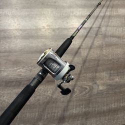 Great Beginner Salt Water Fishing Combo. Shimano Rod. Cabella Level Wind Reel. 