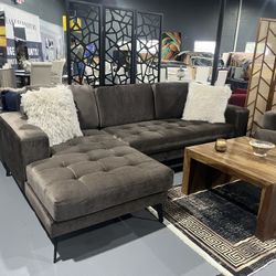 NEW SECTIONAL BROWN VELVET 115x60