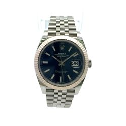 Rolex Datejust 126234-41mm Stainless Jubilee Blue Face 18K White Gold Fluted Bezel