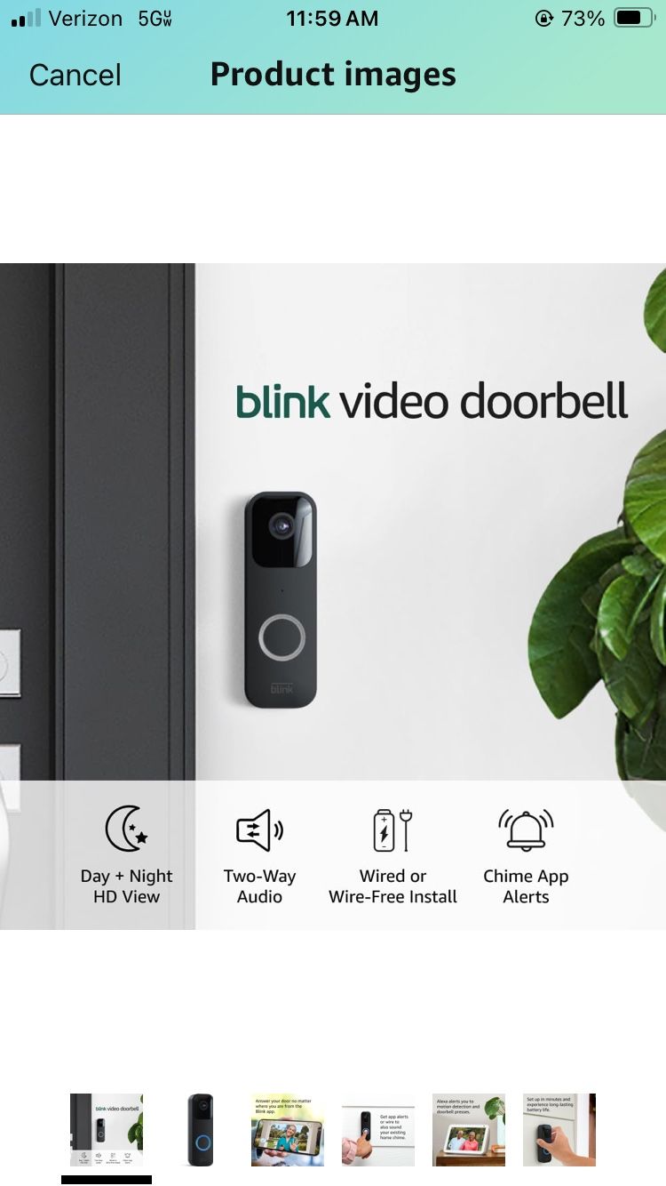 Blink Video Doorbell (newest model) — Two-way audio, HD video, long-lasting battery life, wired or wire-free install, motion detection, chime app aler