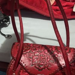 Mexican embossed Leather satchel Bag