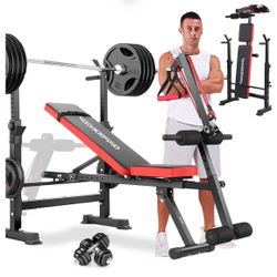 OPPSDECOR Adjustable Weight Bench Set  