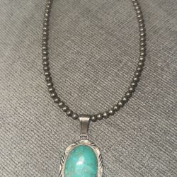 Turquoise Navajo pendant Sterling Necklace