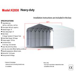 20FT x 30FT Metal Garage – Heavy-Duty Steel Carport with 13FT Peak Roof - The customer must have unloading capabilities, such as a forklift or crane 