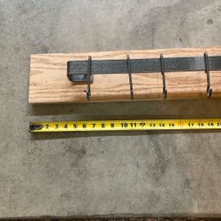 48 Inch Bar Style Wall Mount Rack For Pots And Pans,  Brooms And Mops, Or Tools Organizer With Decorative 1x6” Whitewood