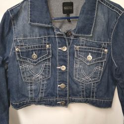 Womens Highway Jeans Cropped Denim/ Jean Jacket Size Xl 
