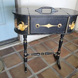 Antique Painted Sewing Box W Drawer