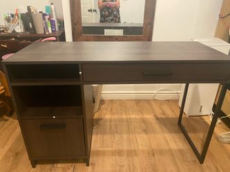 New Computer Desk with Storage Black & Dark walnut