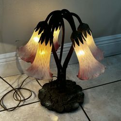 Vintage Meyda Tiffany Style Pond Lily 5-Light Lamp
