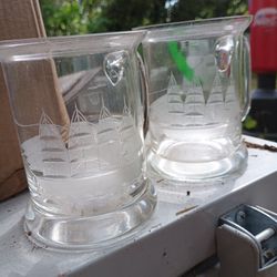 Sailboat Etched Glass Mugs