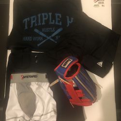 Set Of 5 Baseball Items For Small Boy - Glove Pants Shirt