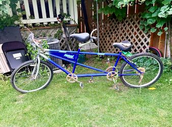 vintage Pacific Dualie tandem bicycle branded for Natural Light