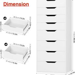 🥨FACBOTALL Tall White Dresser, 8 Drawer Dresser with Groove Handles, White Tall Dressers, Modern Chest of Drawers with Large Storage Space for Home O