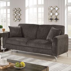 DARK GRAY LINEN LIKE FABRIC-SOFA-COUCH-SILLON