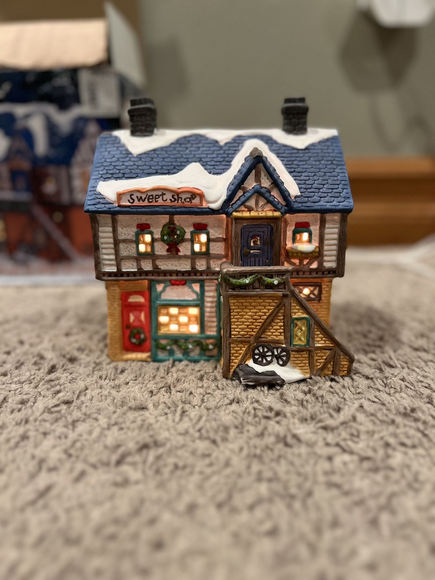 Holiday Expressions Sweet Shop - Light up Porcelain Village House W/Original Box