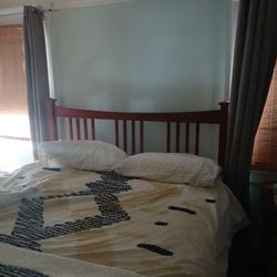 Vintage Mission -style Wood Queen Bed Frame