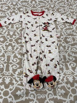 Disney Minnie Mouse Bodysuit With Minnie Mouse Feet For Baby Girl Size 6 Months