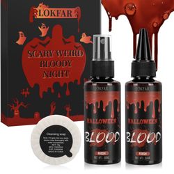 Professional Fake Blood Makeup Kit For Halloween/Cosplay，Fresh X2,soap.