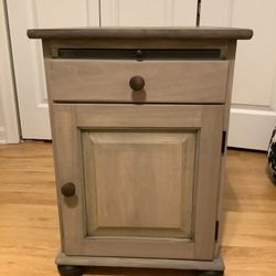 Use As End Table , Side Table , Night Stand  Or Office Storage Etc. Rustic Gray Color 24” Tall , 18” Wide , 26” Deep Lot Of Storage With Pull Out Tray
