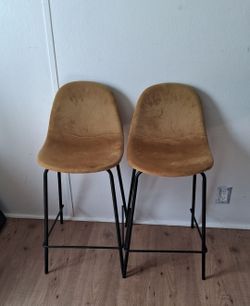 Brand New Mid-Century Velvet Bar Stools / Counter Stools (Set of 2)