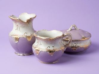 Vintage Lavender Porcelain Tea Set 3 Pieces