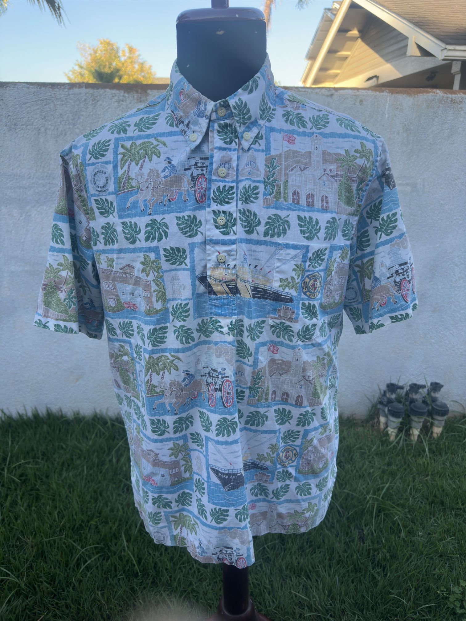 Reyn Spooner Dietrich Varez Honolulu Fire Department Aloha Shirt Men's L