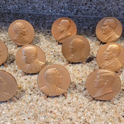 14 Vintage presidential bronze medallions