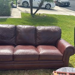 Brown Italian Leather Sofa 86 Inches 