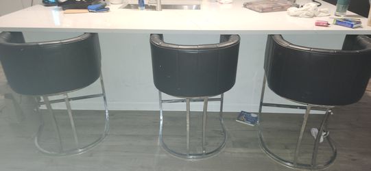 $150-OBO 3 Black Leather Barstools MUST SELL BY 10/1