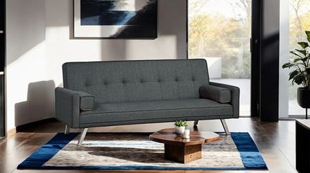 Dark Gray Biscuit Tufting Couch Sofa Futon Sofa Bed