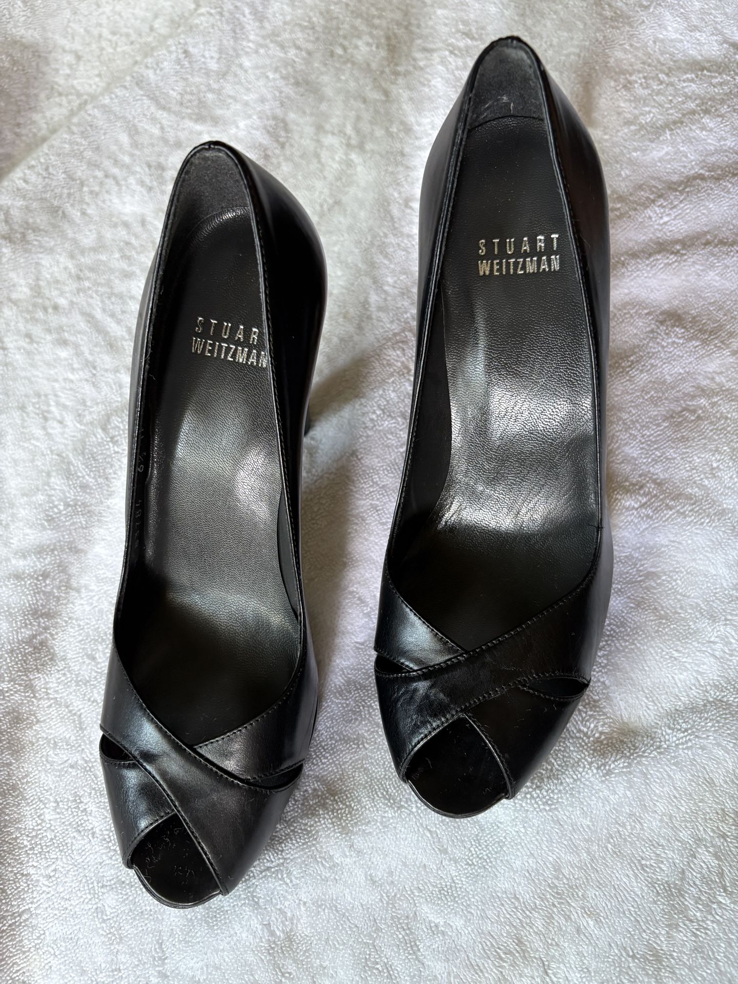 Beautiful 😍 NEW STUART WEITZMAN Leather Black Heels 👠 6 1/2