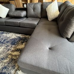 New Charcoal Gray Modern Reversible Chaise Sectional – Take It Home Today With $0 Down ⭐️ Payment As Low $57