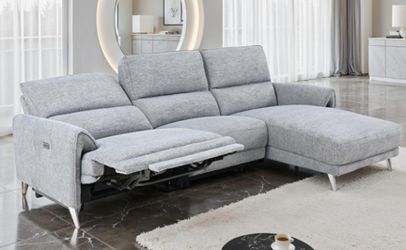 Brand New Grey Super Plush Chenille Power Reclining Sectional Sofa 