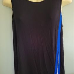A.N.A New With Tags Tanktop Black Blue White Pleat XL