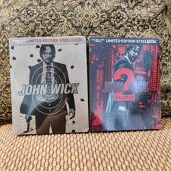 New Set Of John Wick 1 &2 Steel Book Blu Ray