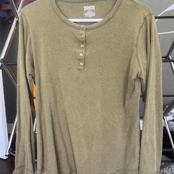Duluth Trading Co Green Long Sleeve Henley Shirt