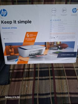 HP PrinterHP Deskjet 2742E Wireless Color All-In-One Inkjet Printer Blue Steel Scan